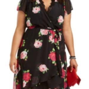 Faux wrap high low dress